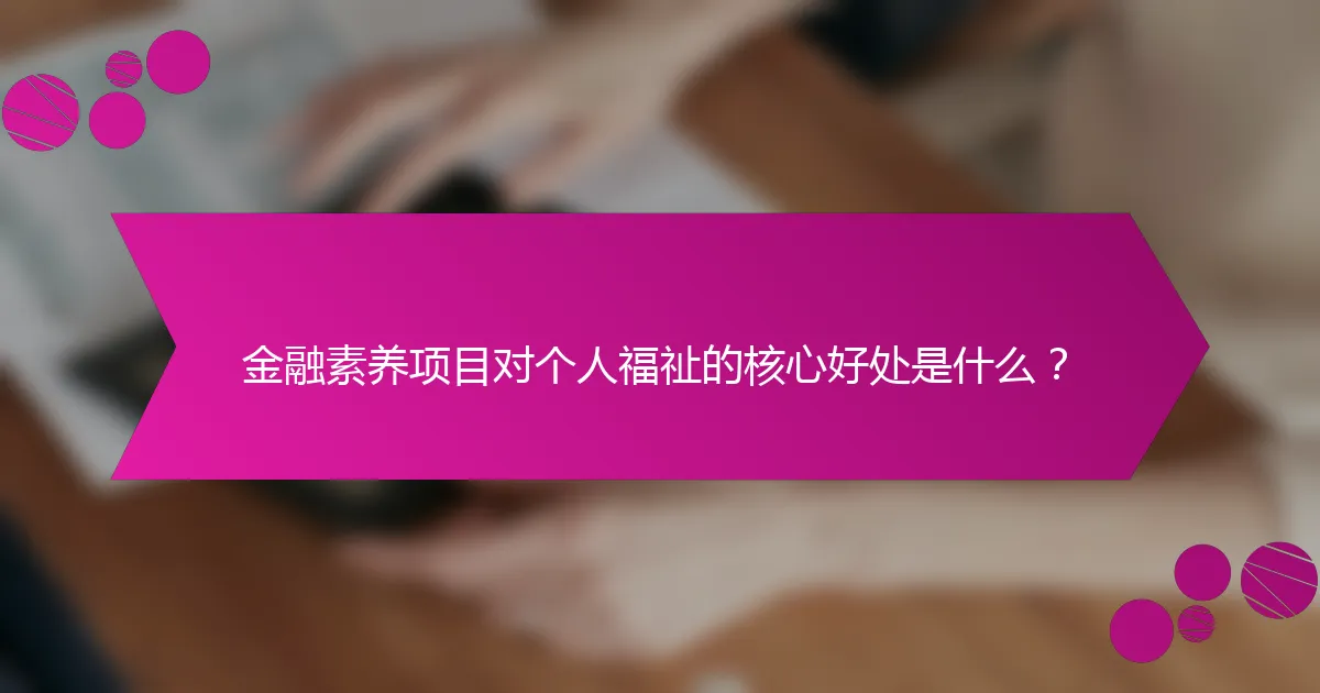 金融素养项目对个人福祉的核心好处是什么？