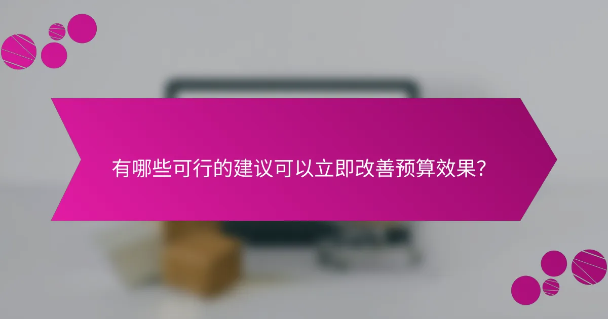 有哪些可行的建议可以立即改善预算效果？